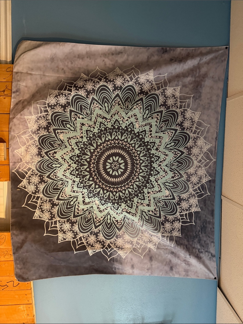Gray & Mint Mandala Wall Tapestry - Home Wall Decor